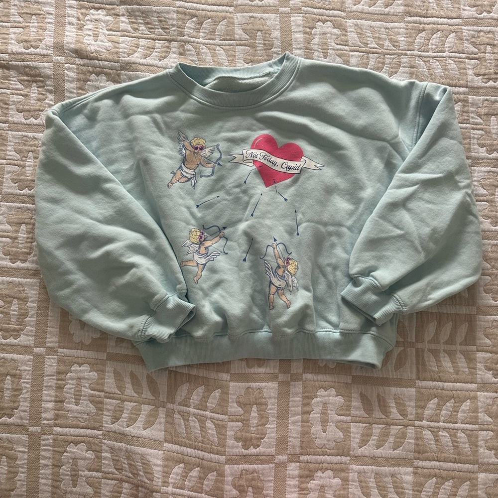 Living Fully Co. Mallory Ervin “Not today Cupid” Sweatshirt Balloon Sleeve S
